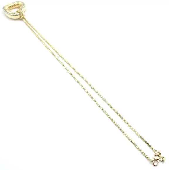 David Yurman Cable 18k Yellow Gold Diamond Large Heart Pendant Chain Necklace - Picture 8 of 8